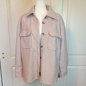 Ardene Heather Pink Button Down Shirt Jacket Shacket Size Medium